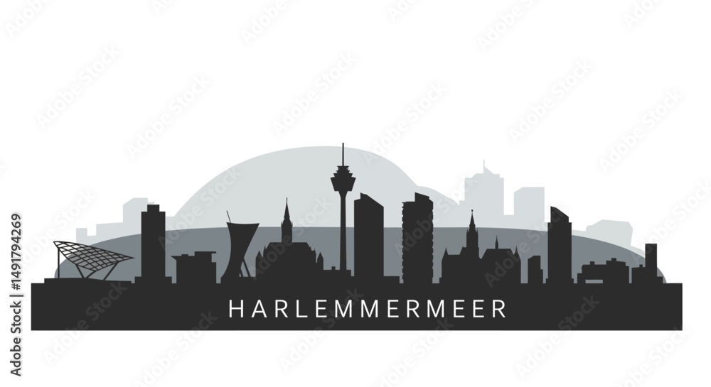 Naklejka premium Haarlemmeer Skyline with Netherlands Cityscape Silhouette.