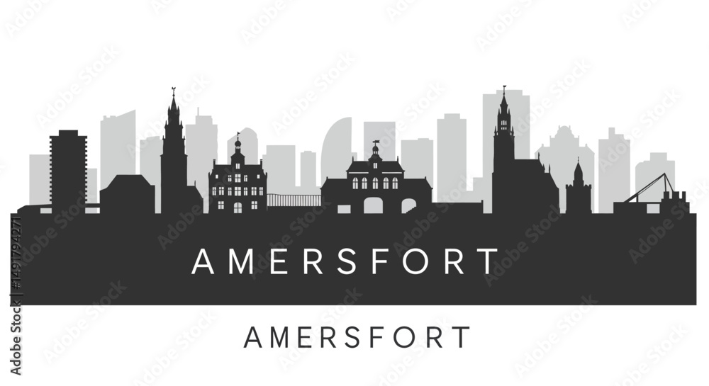 Fototapeta premium Amersfoort Skyline with Netherlands Cityscape, and Vector Illustration. (1)