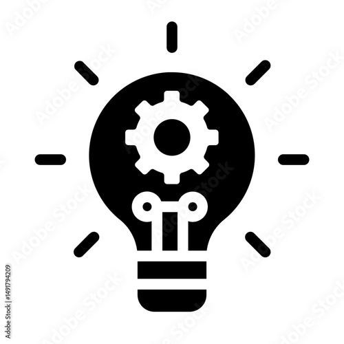 Lightbulb with gear representing coding innovation