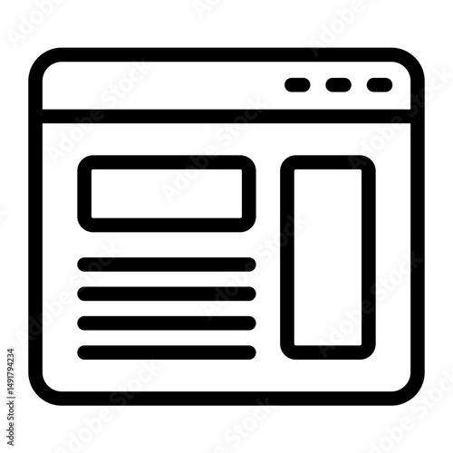 Web interface layout symbol for wireframing or UI design