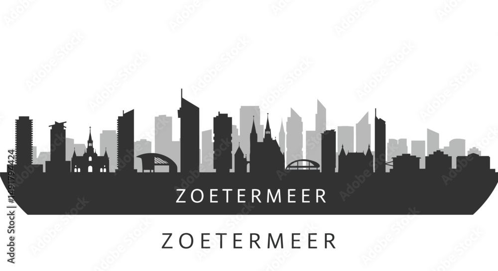 Zoetermeer Skyline with Netherlands Cityscape, and Vector Illustration. Zoetermeer Skyline with Netherlands Cityscape, and Vector Illustration.