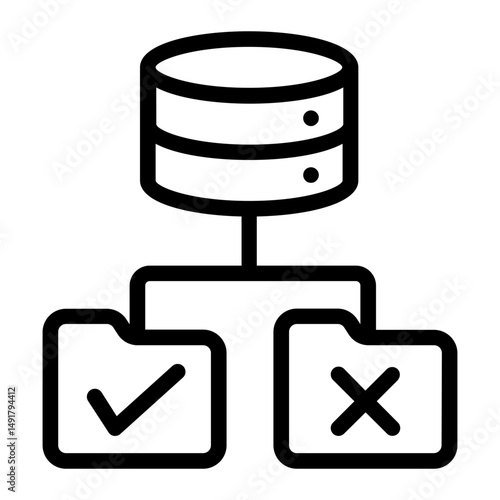 Database structure with check and cross for validation