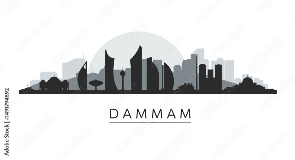 Fototapeta premium Dammam Saudi Arabia Skyline Cityscape Vector.