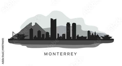 Monterrey City Skyline Silhouette.