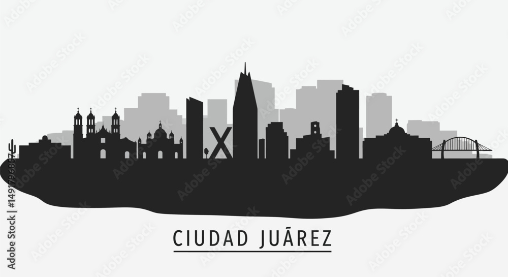 Fototapeta premium Ciudad Juarez Cityscape Silhouette.