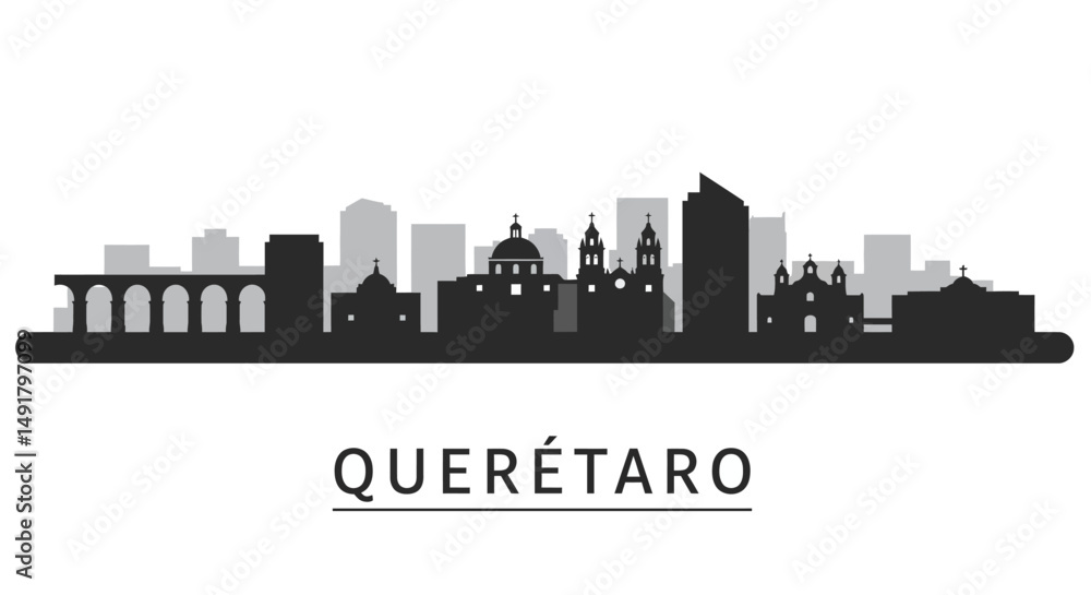 Quertaro Cityscape Skyline with Mexico, and Vector Illustration. Quertaro Cityscape Skyline with Mexico, and Vector Illustration.