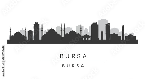 Bursa Skyline Turkey City Silhouette.