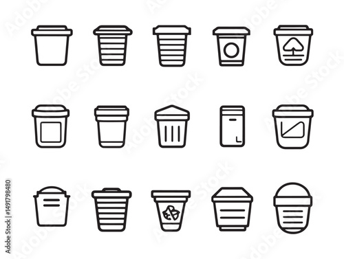Simple clean bin line art vector for design use