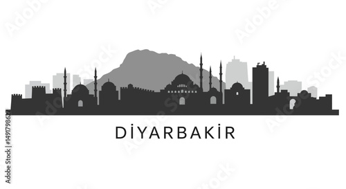 Diyarbakir Skyline with Turkey Cityscape Vector.