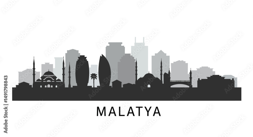 Naklejka premium Malatya Turkey Skyline with Cityscape, and Vector Illustration.
