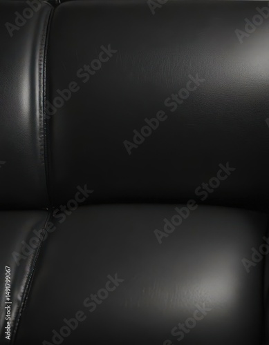 Luxurious black leather, subtle grain, glossy sheen,  supple,  surface