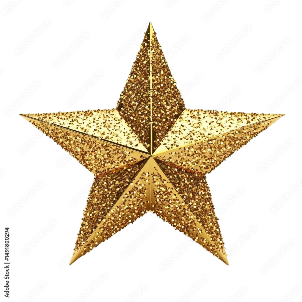 Glittery gold star on colorful striped background festive design element Glittery gold star on colorful striped background festive design element