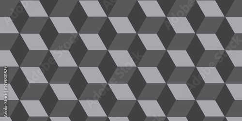 Black squares abstract cubic background. Seamless pattern with hexagon square cube geometric pattern.	
