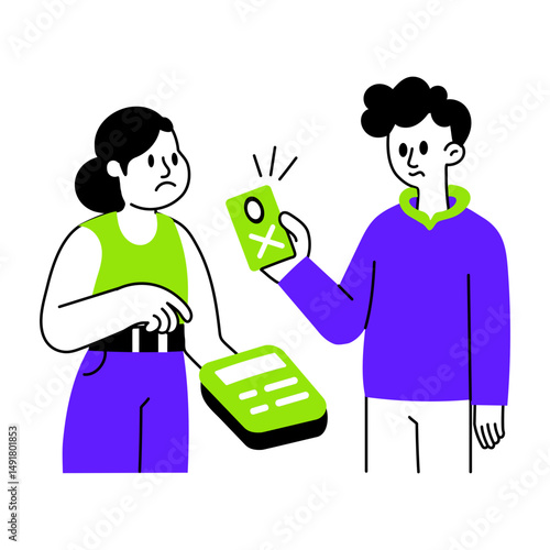 A hand drawn style illustration of card declined
