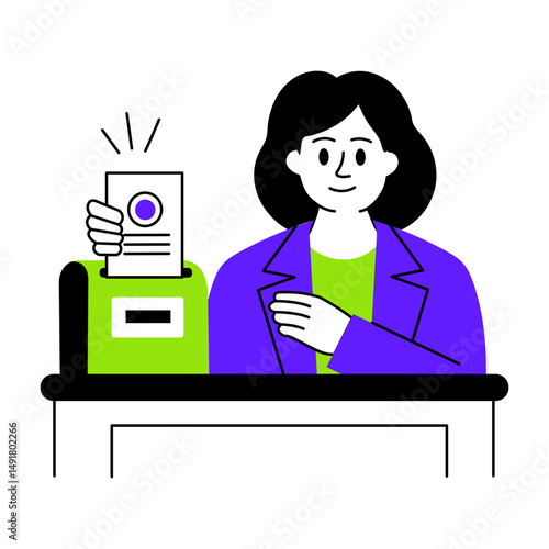 A doodle style illustration of bank teller