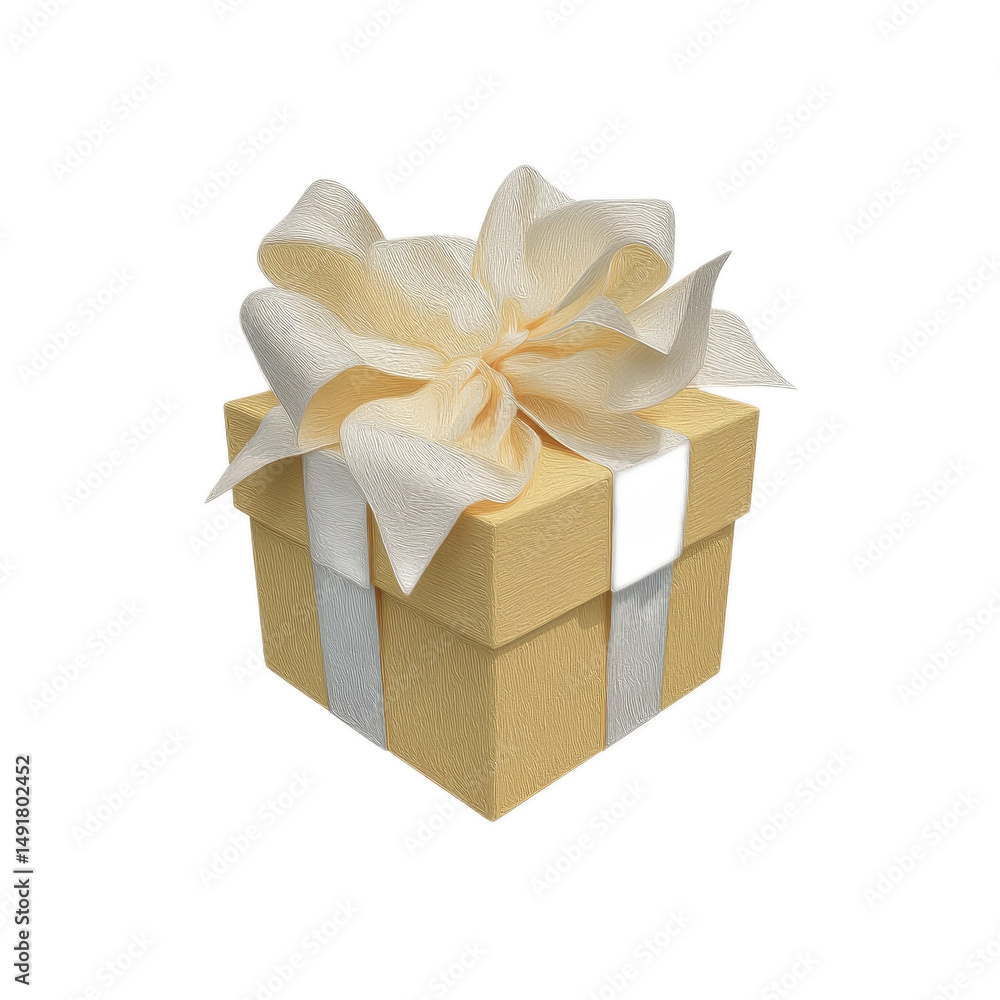 Obraz premium Elegantly wrapped gift box with cream bow transparent background for special occasions and celebrations