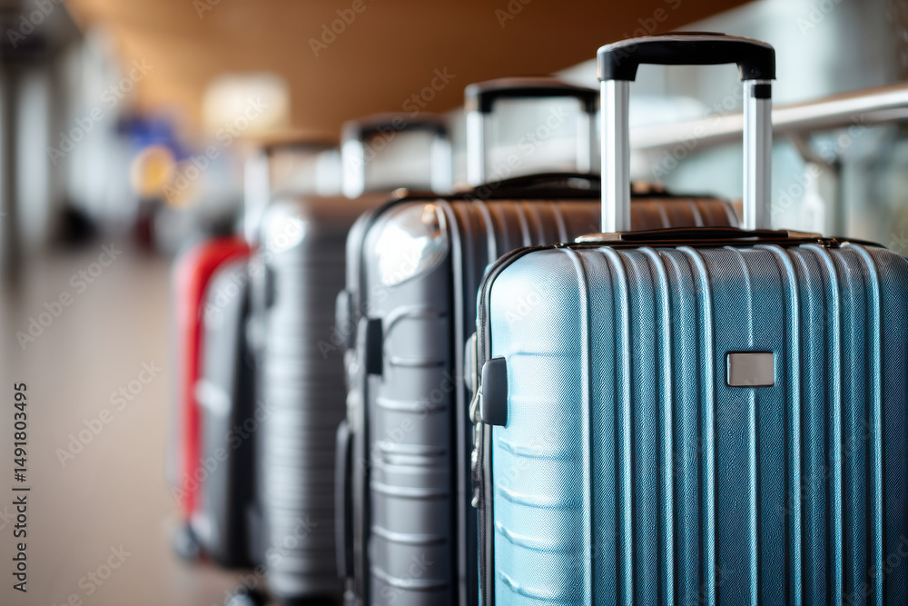 Fototapeta premium Luggage placed at airport symbolizing travel, departure, and air transportation