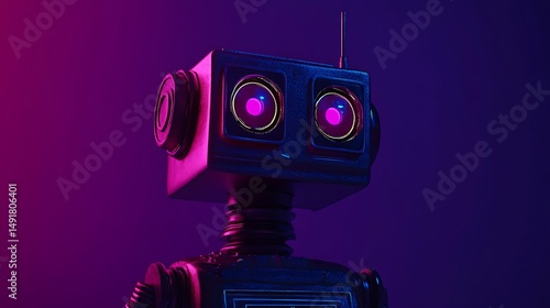 Retro futuristic robot head