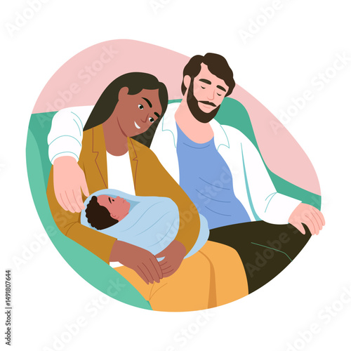 A flat style illustration showing parenthood