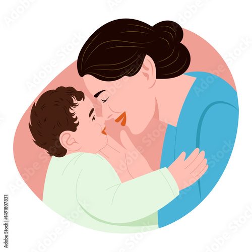 A flat style illustration showing nuzzling
