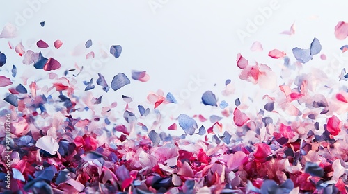 Delicate rose petals in soft pastel colors, floating and falling gracefully