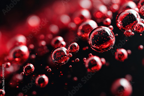 Red bubbles on dark background
