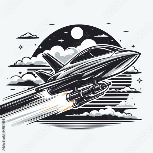 illustration of a jet plane gliding