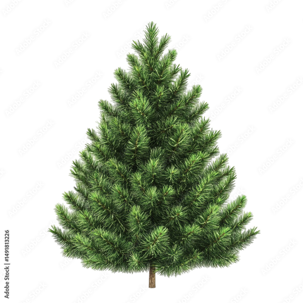 Fototapeta premium A full green pine Christmas tree isolated on white background