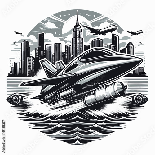 illustration of a jet plane gliding