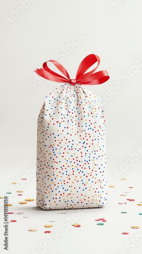 A mockup of a branded party favor bag on a white background