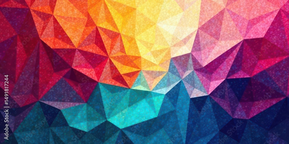 Fototapeta premium Abstract Colorful Geometric Triangular Mosaic Pattern Design with Vibrant Hues and Textured Surface