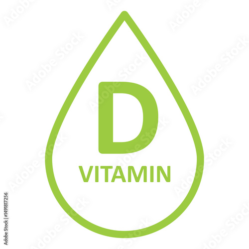 Vitamin D icon vector, the letter d on drop of liquid in green color in trendy flat style illustration isolated on white background.
