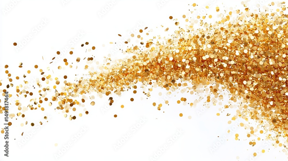 Golden glitter confetti explosion on a white background Golden glitter confetti explosion on a white background
