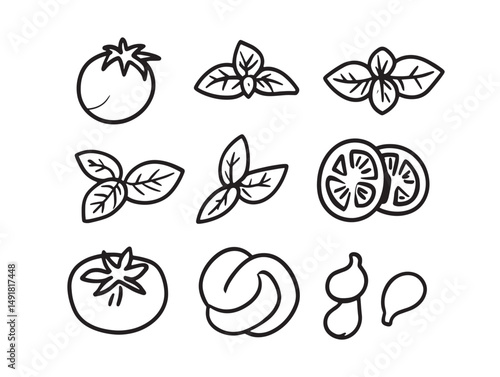 Fresh caprese salad line art vector for projects