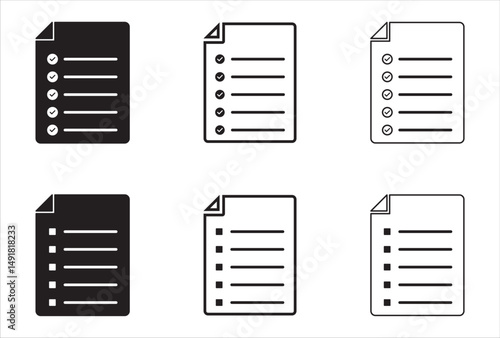 Document Icons with Bullet Points. document icon set vector illustration. Solid and outline icon set.