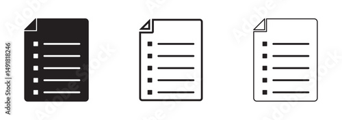 Document Icons with Bullet Points. document icon set vector illustration. Solid and outline icon set.