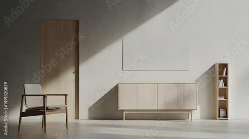 Wallpaper Mural Modern Minimalist Living Room with Natural Light and Neutral Tones Torontodigital.ca