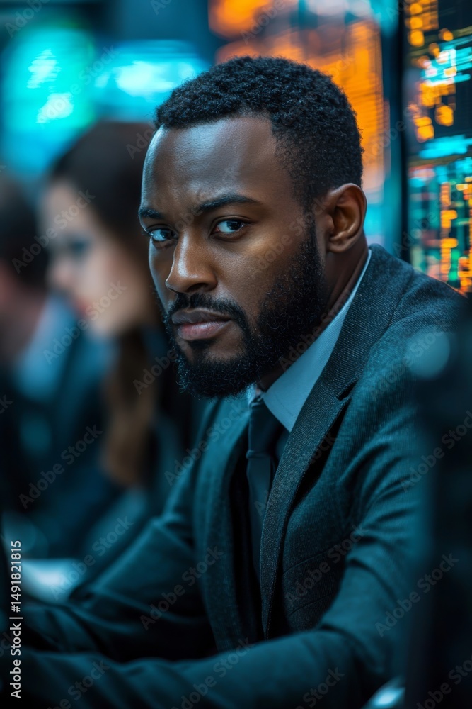 Fototapeta premium Intense business meeting corporate office portrait professional environment close-up view focused decision-making