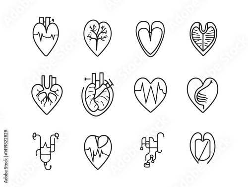 cardiologist line art style icon for heart specialist vector
