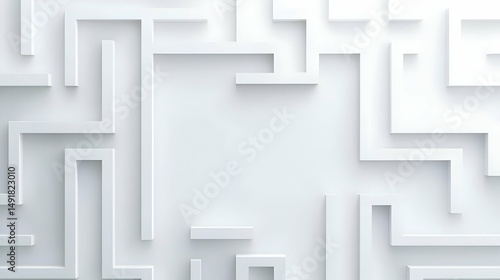 Abstract White Maze Design for Creative Backgrounds or Conceptual Art