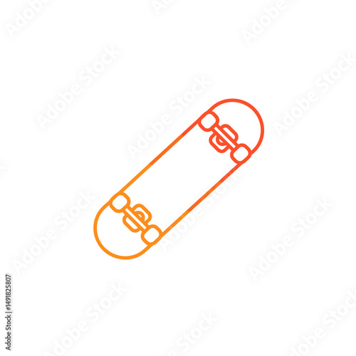 Skateboard illustration in orange and red minimalistic style  