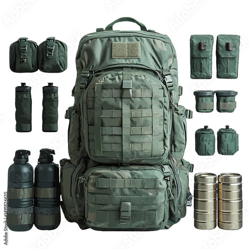 Large Military Tactical Backpack Green Olive Camouflage Hiking Camping Travel Outdoor Gear Equipment Supplies Adventure Trekking Durable Strong Reliable Expedition Bag army mesh nylon sports canvas   