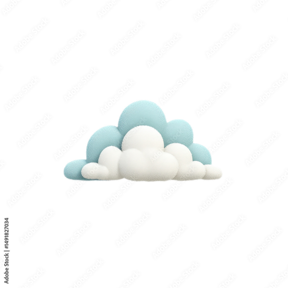 Cute Cartoon Cloud Illustration Fluffy White and Light Blue 3D Render Perfect for Children's Designs Cute Cartoon Cloud Illustration Fluffy White and Light Blue 3D Render Perfect for Children's Designs