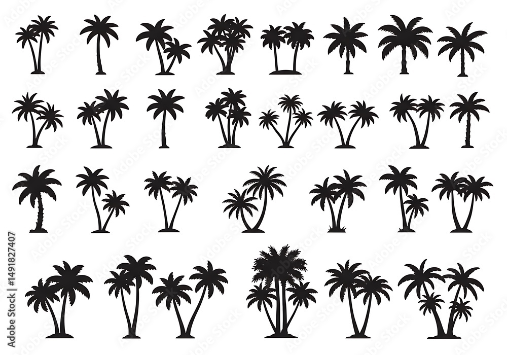 Naklejka premium Palm Silhouette Collection AI Generated