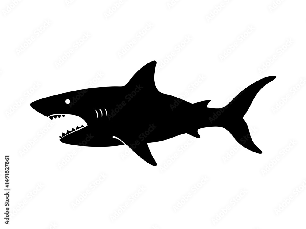 Obraz premium Great White Shark Silhouette with Open Jaws