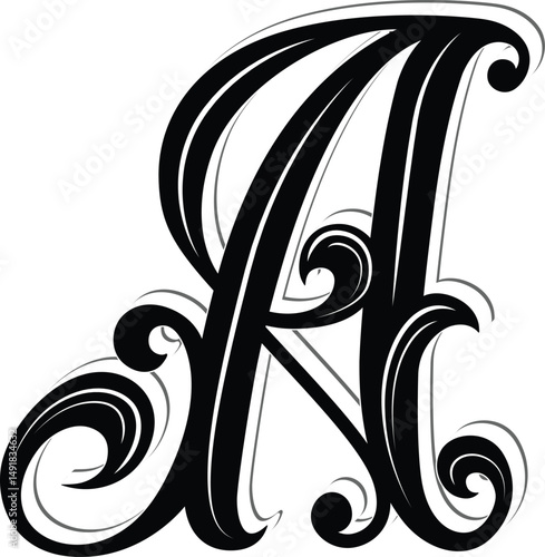 Letter A logo with Victorian vintage style pt. 4