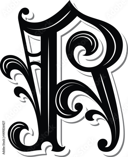 Letter A logo with Victorian vintage style pt. 8