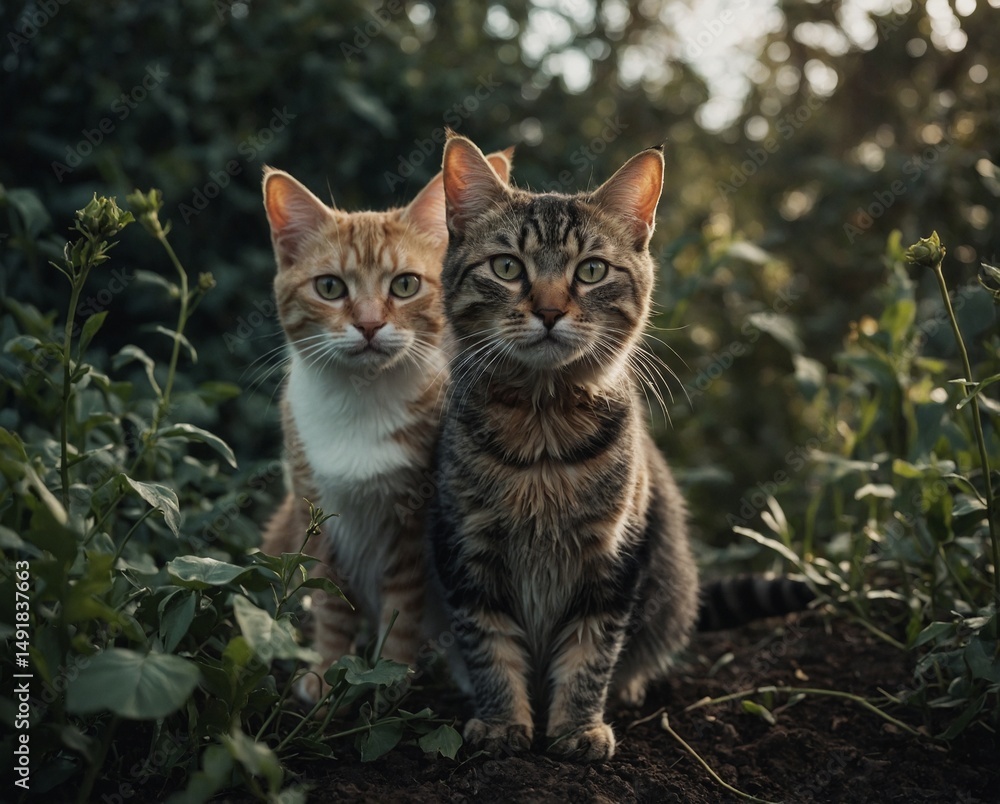 Obraz premium cat on the grass