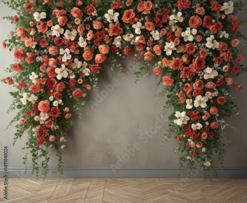 Elegant vintage artificial flower wall backdrop  Perfect for events & photoshoots ,  photo backdrop,  vintage style,  floral wall