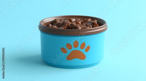 Wallpaper Mural Pet food in a light-blue bowl with a paw print. Torontodigital.ca